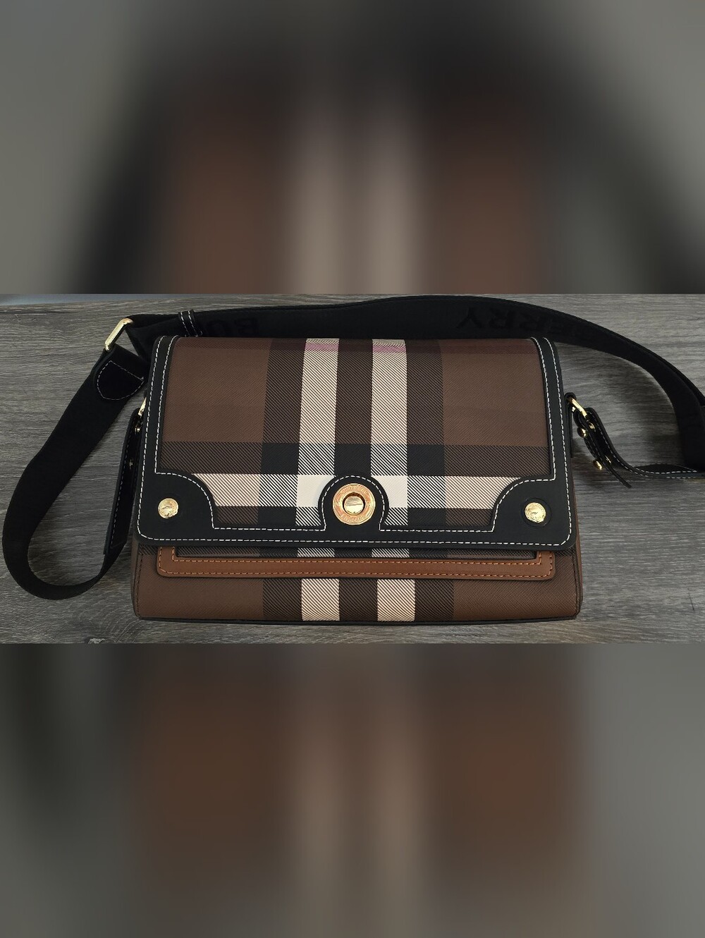 Classic Plaid Brown Crossbody Shoulder Bag
